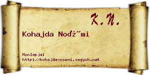 Kohajda Noémi névjegykártya